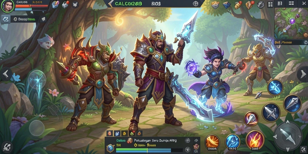 Screenshot utama menunjukkan pertarungan epik dalam gameplay ARPG CALO288.