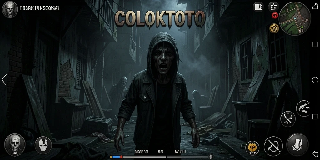 Screenshot gameplay COLOKTOTO, menampilkan suasana horor yang mencekam.
