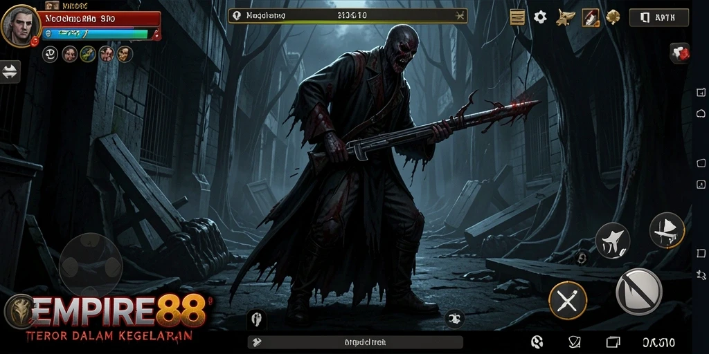 Tangkapan layar EMPIRE88 dengan suasana mencekam dan gameplay yang seram.