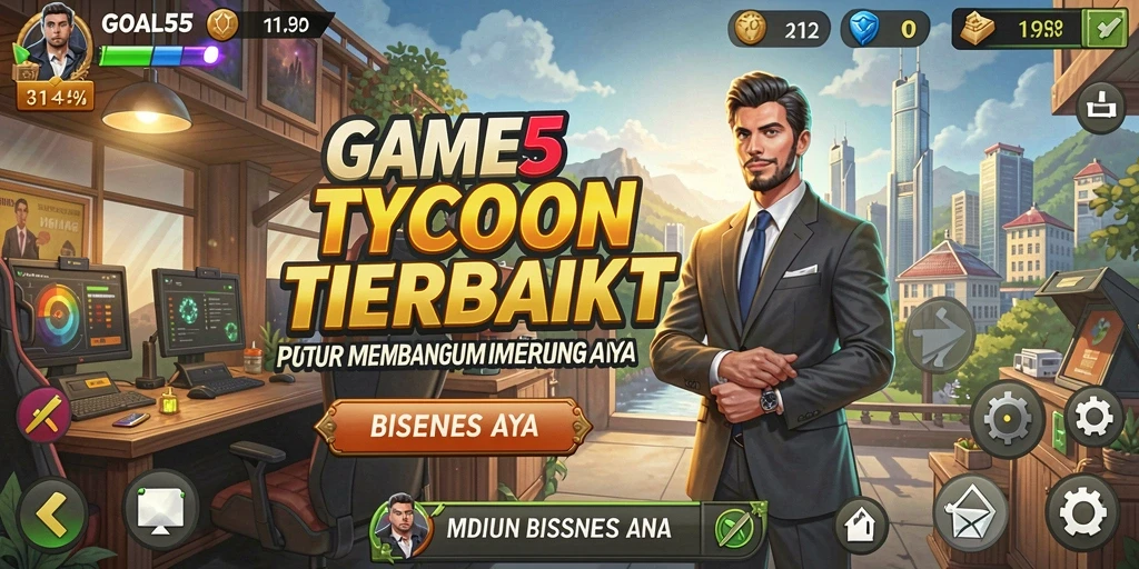 Tampilan gameplay menarik dalam GOAL55 dengan elemen Tycoon.