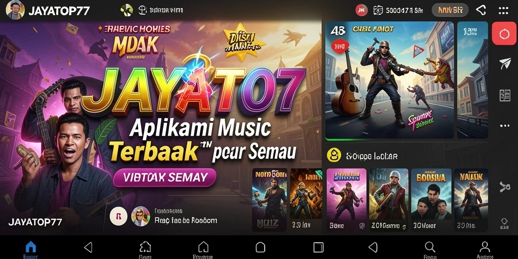 Tampilan utama JAYATOP77 menampilkan berbagai genre musik dan playlist menarik.