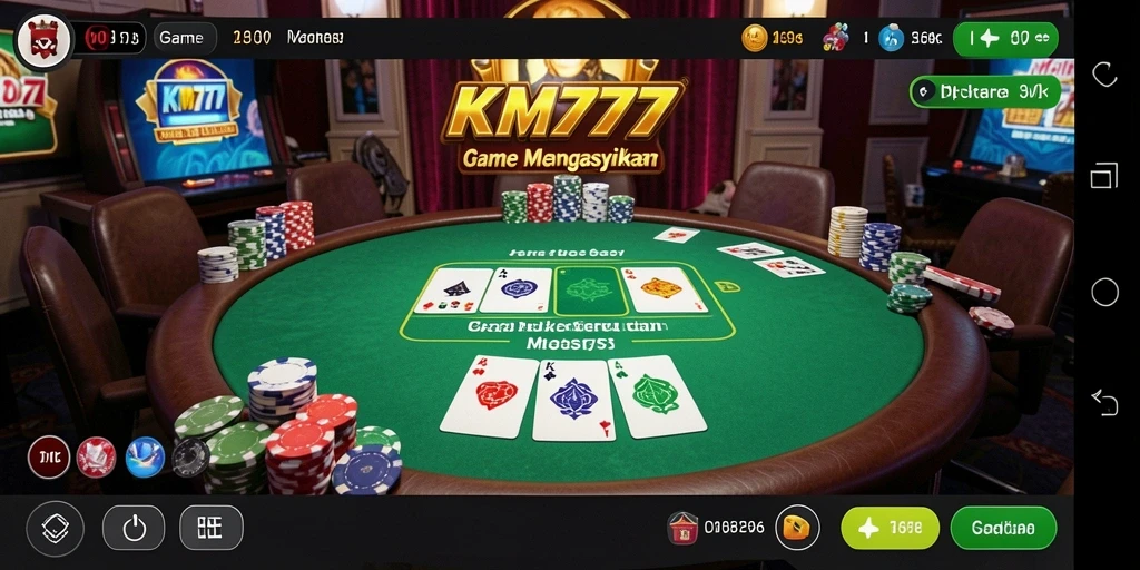 Tampilan gameplay seru di KM777 saat bermain poker.