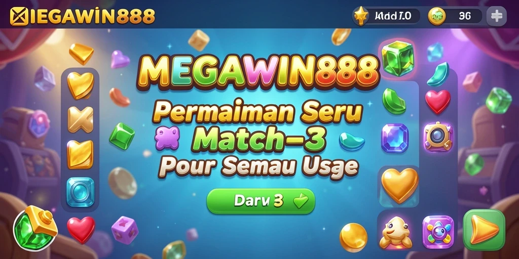 Tampilan gameplay seru MEGAWIN888 saat mencocokkan elemen dalam Match-3.