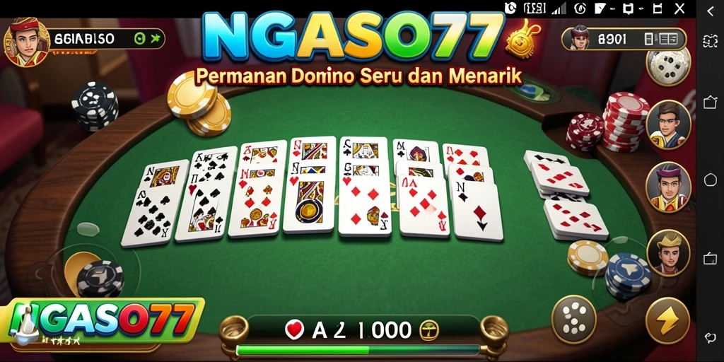Tampilan gameplay NGASO77 yang seru dan interaktif saat bermain Domino.