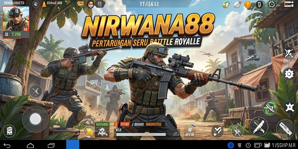 Screenshot gameplay NIRWANA88 menampilkan aksi seru Battle Royale.