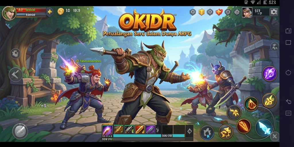 Tangkapan layar menunjukkan pertarungan epik dalam OKIDR, mencerminkan keseruan ARPG.
