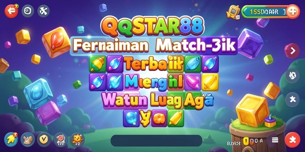 Tampilan menarik dari gameplay seru QQSTAR88 saat memecahkan teka-teki Match-3.