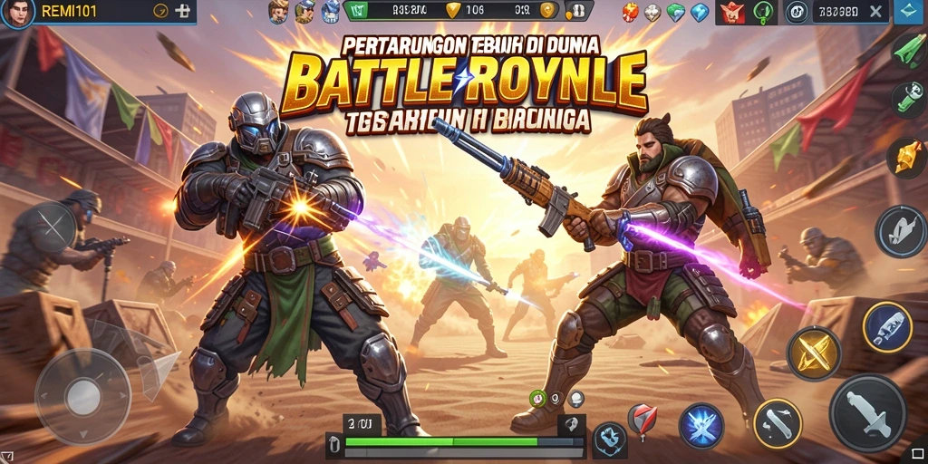 Tampilan gameplay mendebarkan dari game Battle Royale REMI101.
