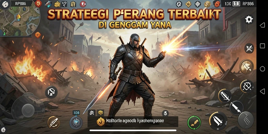 Screenshot menunjukkan gameplay intens dalam pertempuran strategi.