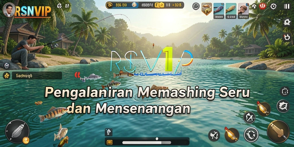 Tampilan gameplay RSNVIP dengan aksi memancing yang mendebarkan.