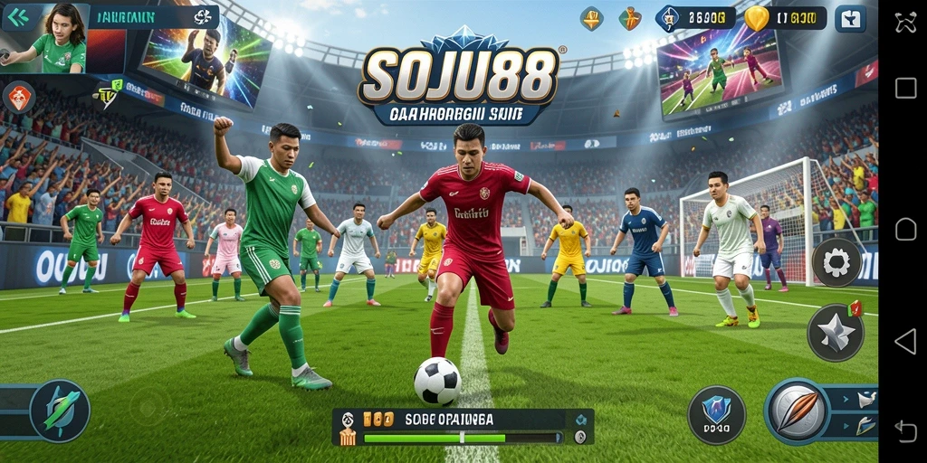 Tampilan utama gameplay olahraga penuh aksi di SOJU88.