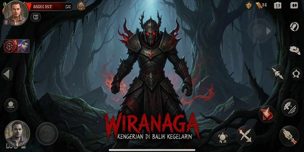 Tangkapan layar menampilkan karakter dalam momen menegangkan di <strong>WIRANAGA</strong>.